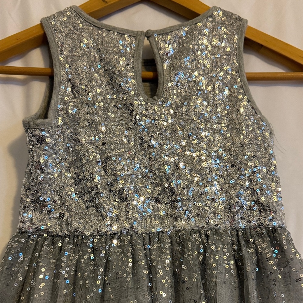 GAP Kids Girls Sequin Sparkle‎ Party Dress Gray Silver Size S (6-7) - Picture 5 of 7